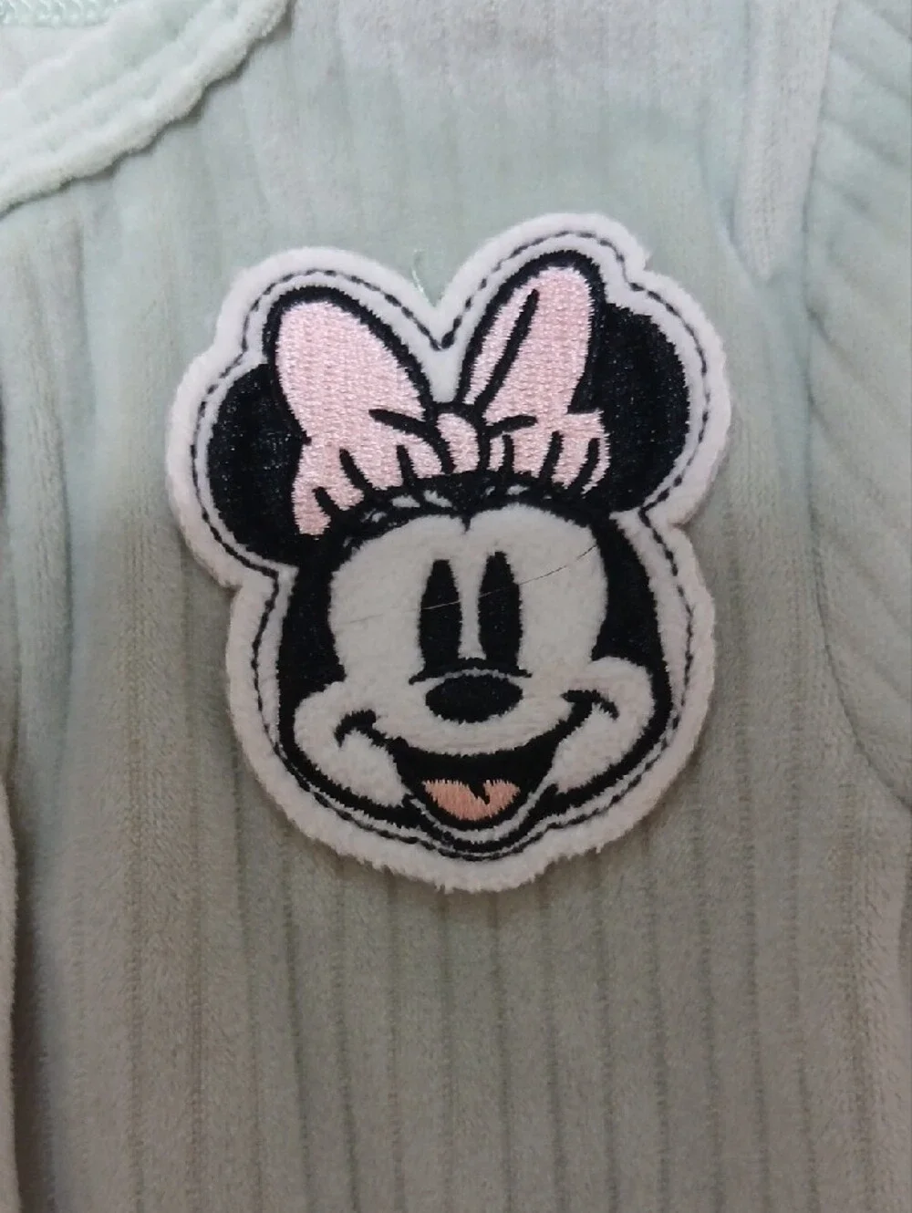 Disney Baby Sage Green Ribbed Two-Piece Set with Minnie Patch